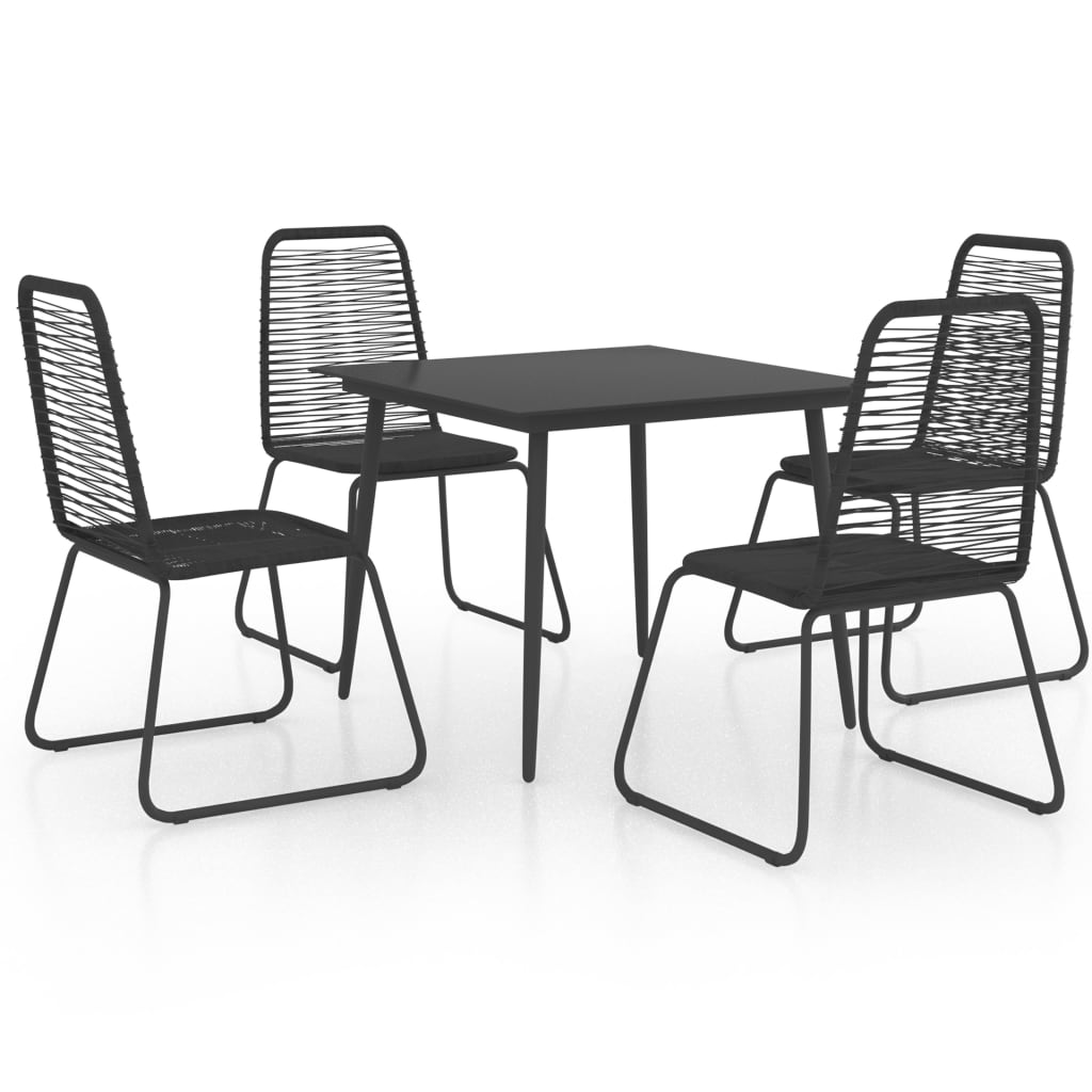 Ensemble à manger de jardin 5 pcs PVC résine tressée noir