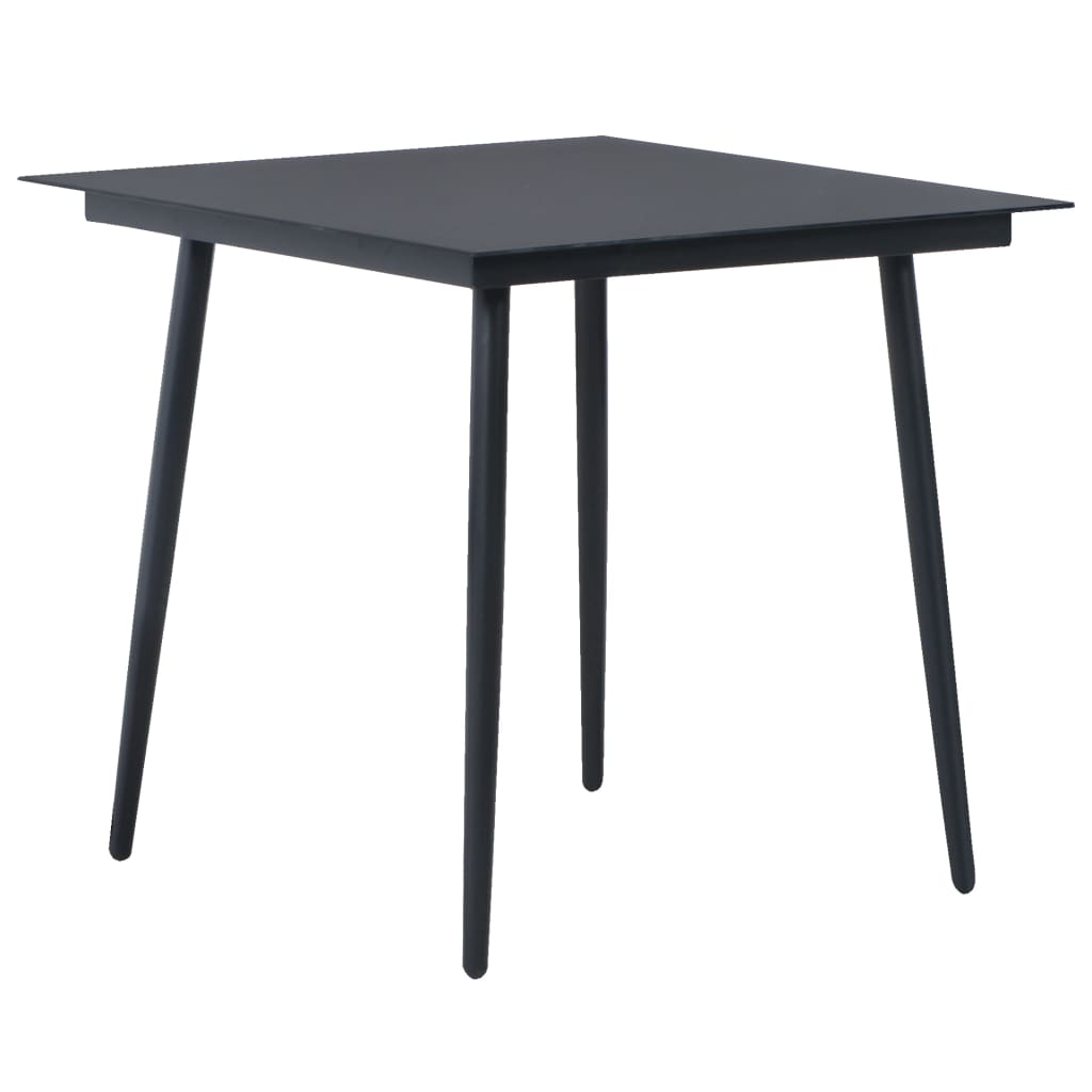 Ensemble à manger de jardin 5 pcs PVC résine tressée noir