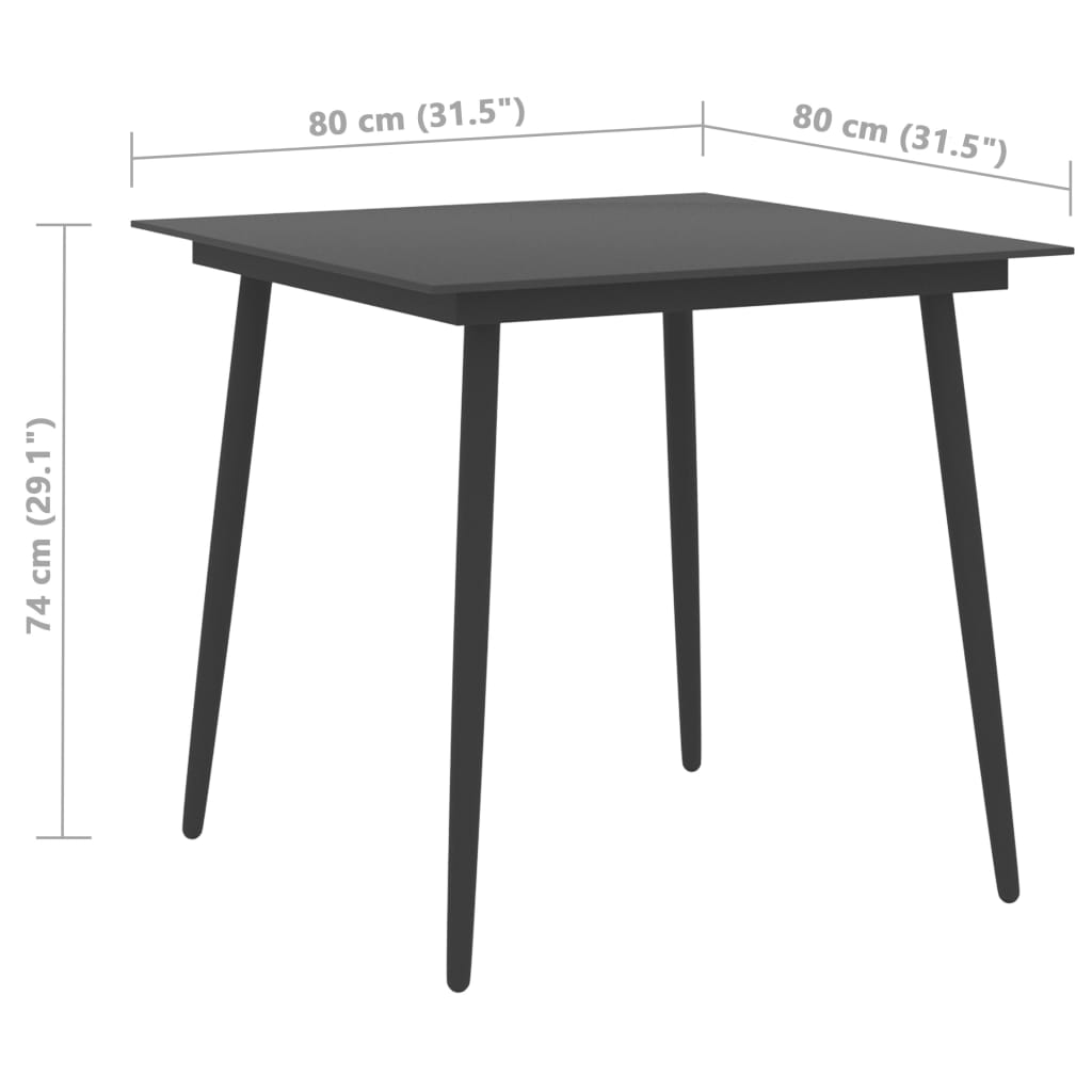 Ensemble à manger de jardin 5 pcs PVC résine tressée noir