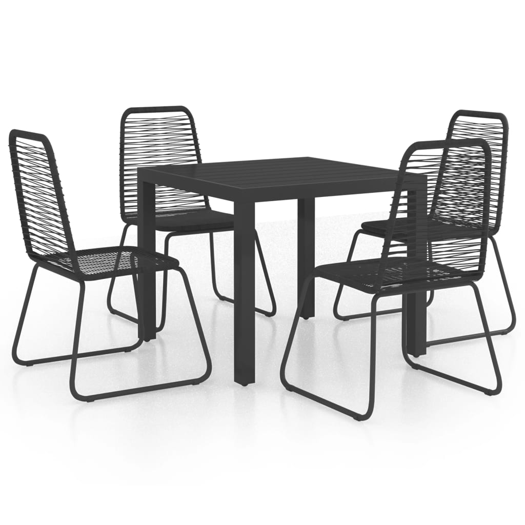 Ensemble à manger de jardin 5 pcs PVC résine tressée noir