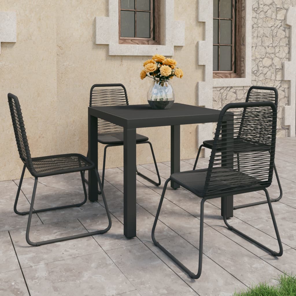 Ensemble à manger de jardin 5 pcs PVC résine tressée noir