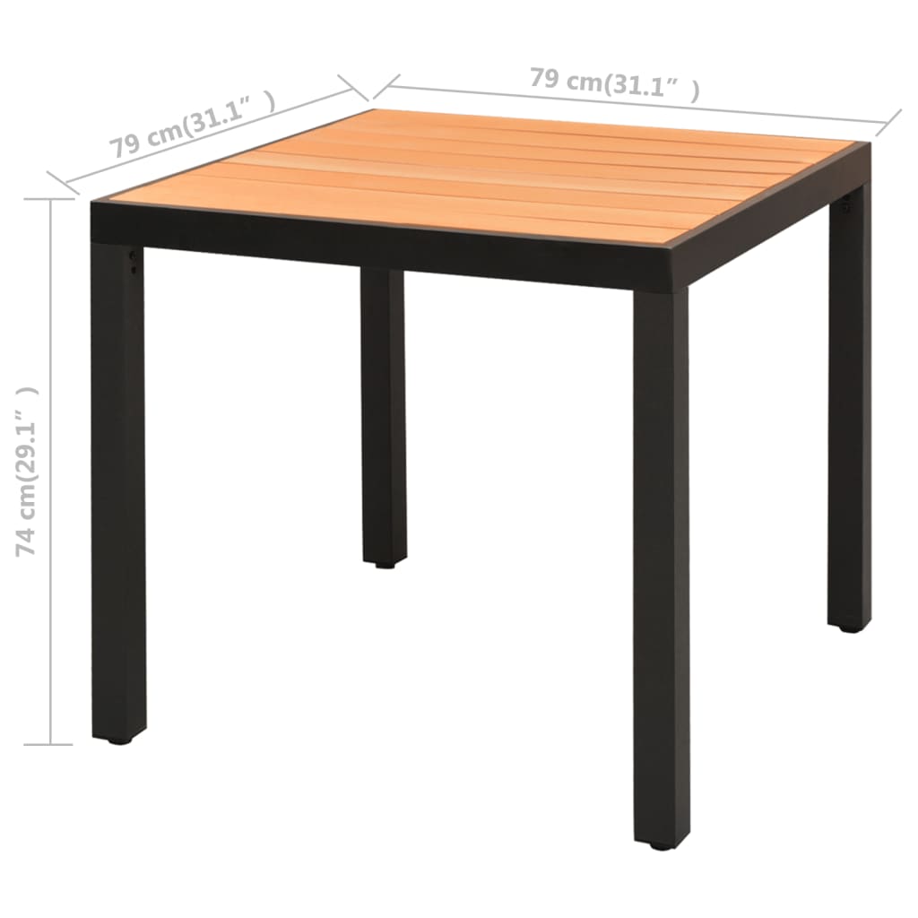 Ensemble à manger de jardin 3pcs PVC résine tressée noir marron