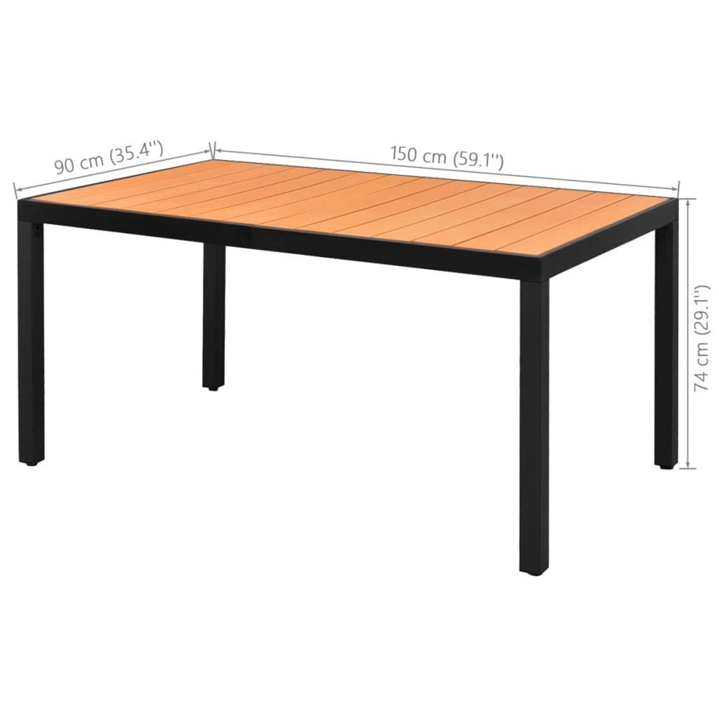 Ensemble à manger de jardin 5pcs PVC résine tressée noir marron