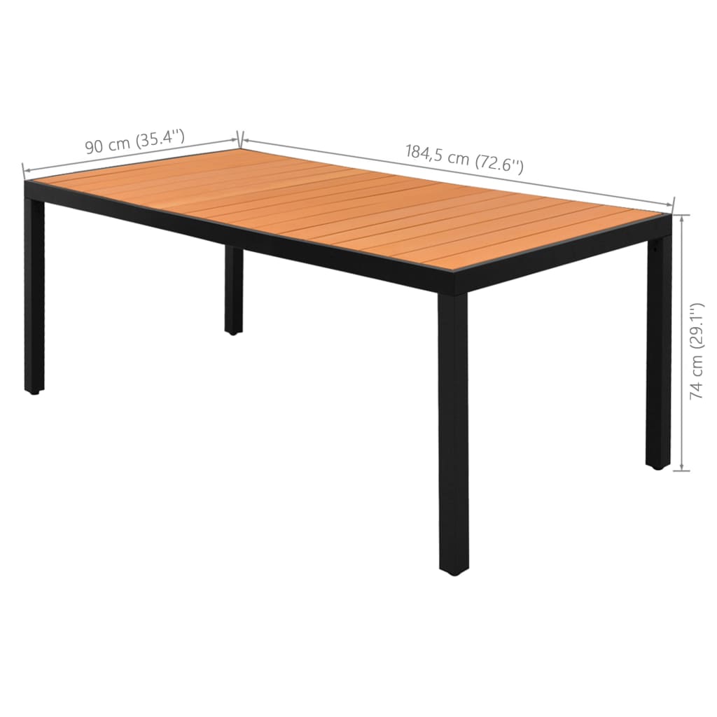 Ensemble à manger de jardin 9pcs PVC résine tressée noir marron