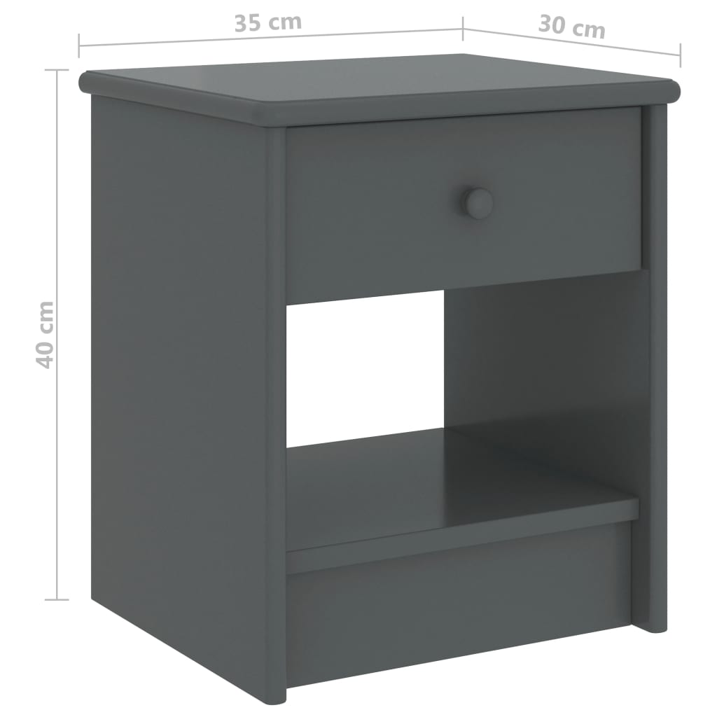 Table de chevet Gris foncé 35x30x40 cm Bois de pin massif - XIOS