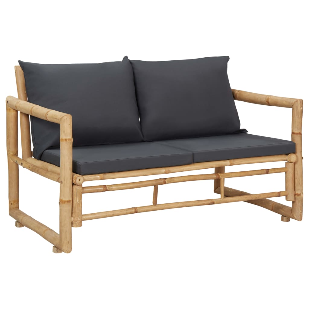 Salon de jardin 4 pcs avec coussins Bambou