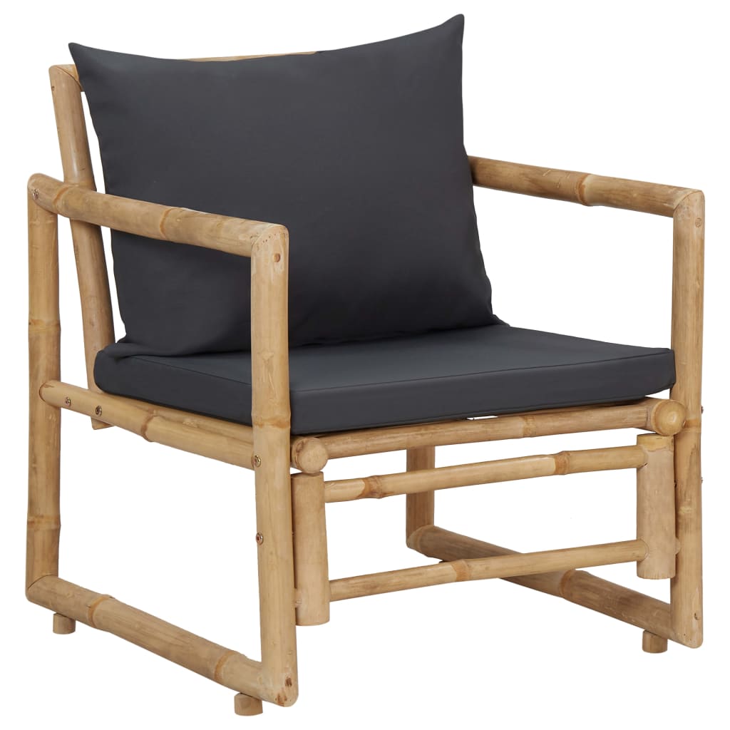 Salon de jardin 4 pcs avec coussins Bambou