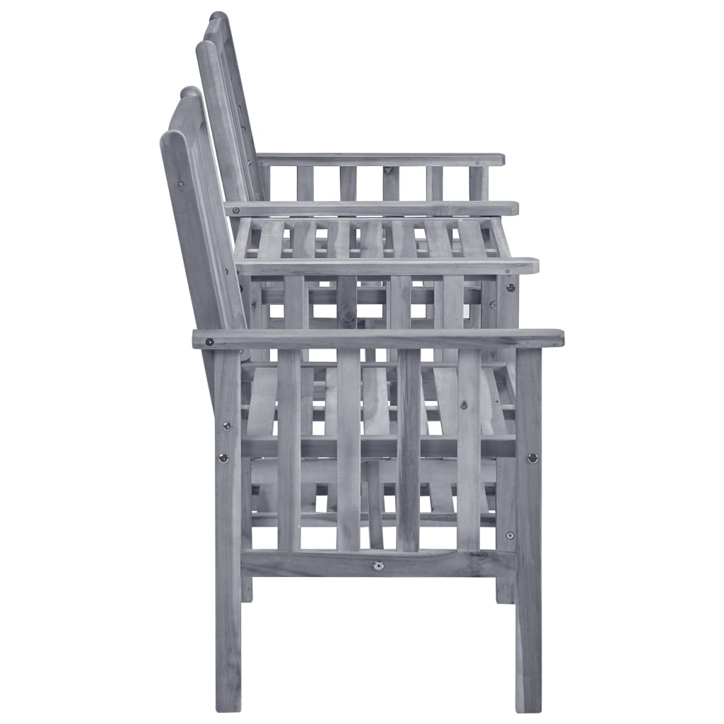 Chaises de jardin avec table à thé et coussins Acacia solide