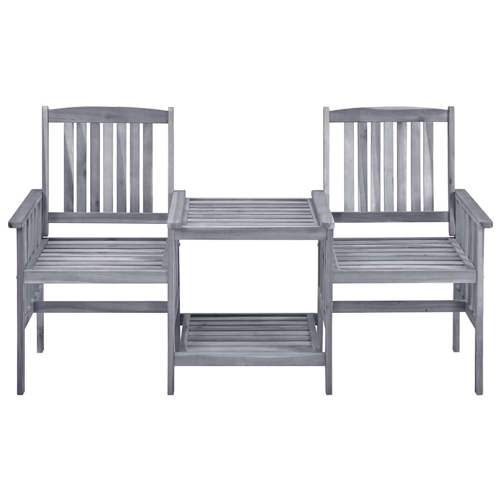Chaises de jardin avec table à thé et coussins Acacia solide