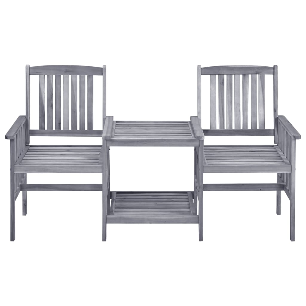 Chaises de jardin avec table à thé et coussins Acacia solide