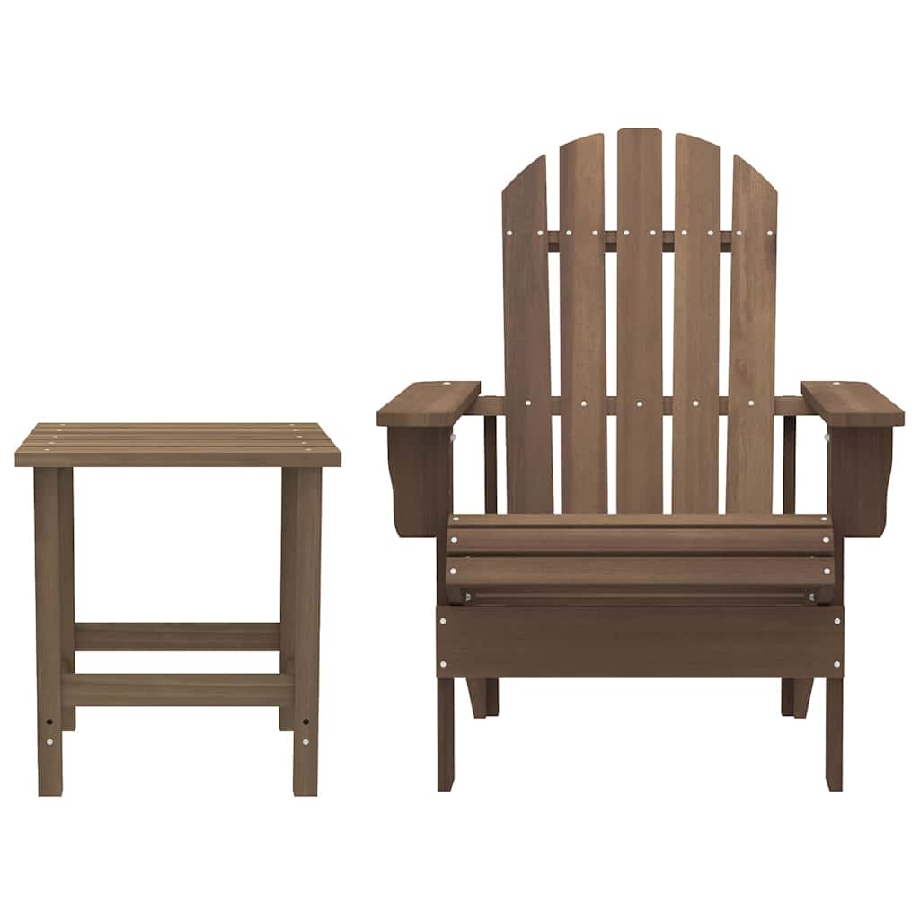 Chaise de jardin Adirondack avec table Bois de sapin Marron