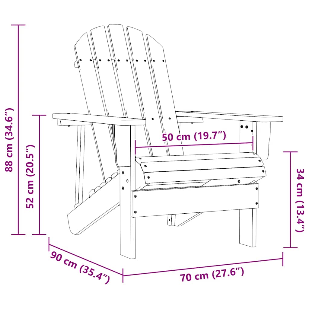 Chaise de jardin Adirondack avec table Bois de sapin Marron