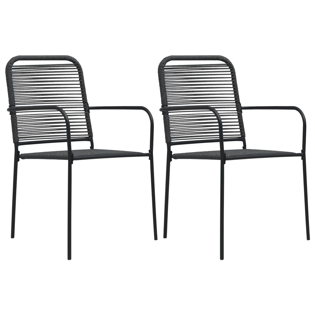 Ensemble à manger de jardin 3 pcs noir verre et acier