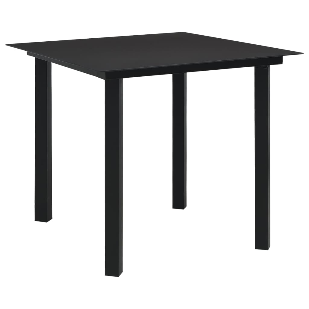 Ensemble à manger de jardin 5 pcs noir verre et acier