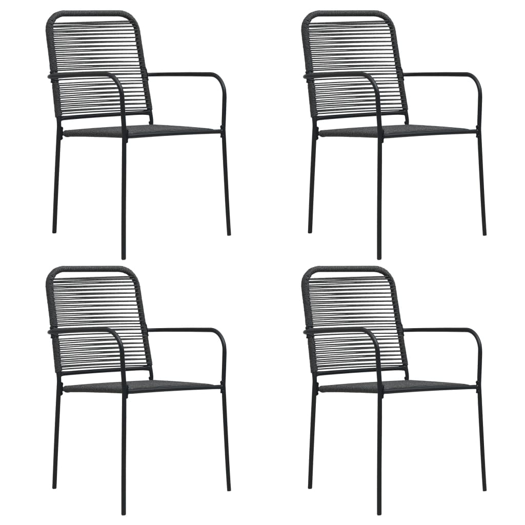 Ensemble à manger de jardin 5 pcs noir verre et acier