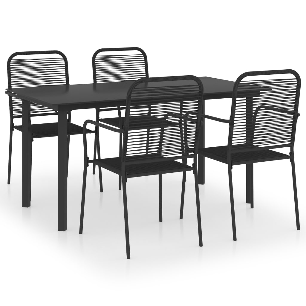 Ensemble à manger de jardin 5 pcs noir verre et acier