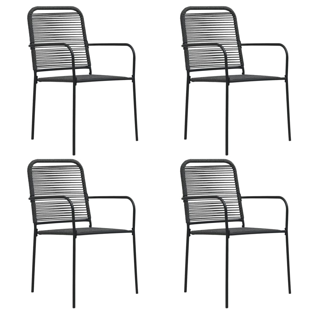 Ensemble à manger de jardin 5 pcs noir verre et acier