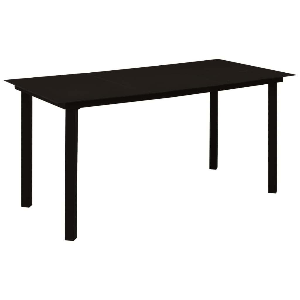 Ensemble à manger de jardin 7 pcs noir verre et acier