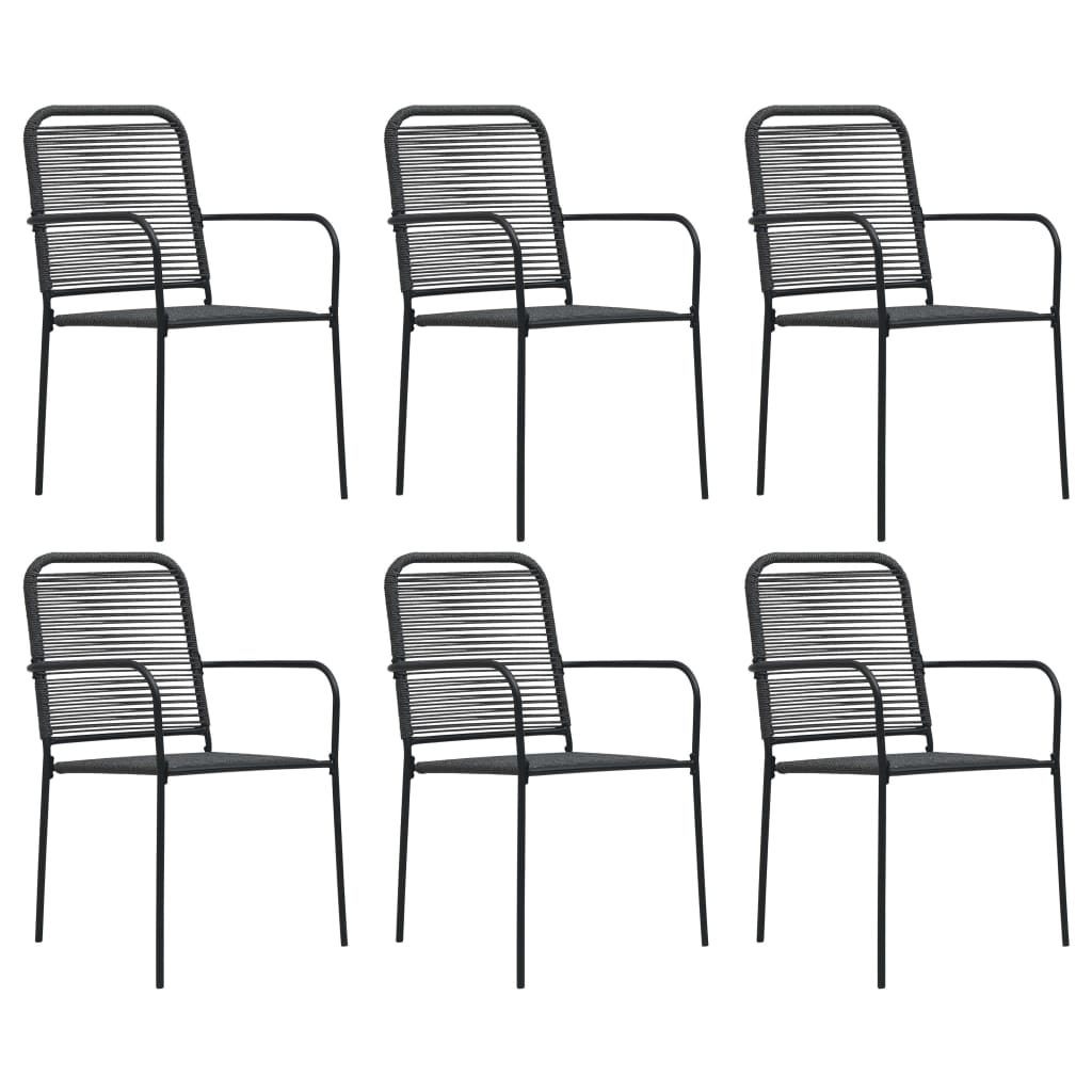 Ensemble à manger de jardin 7 pcs noir verre et acier