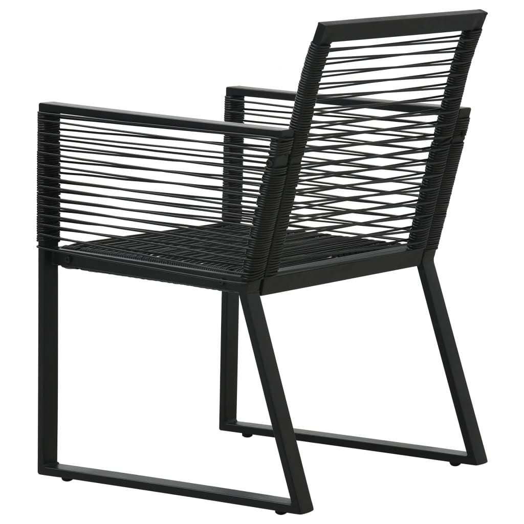 Ensemble à manger d'extérieur 3 pcs Rotin PVC Noir