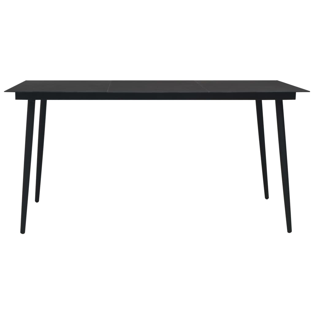 Ensemble à manger d'extérieur 7 pcs Rotin PVC Noir
