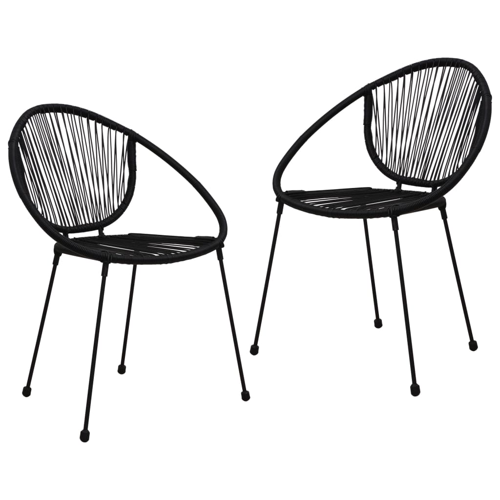 Ensemble à manger d'extérieur 3 pcs Rotin PVC Noir