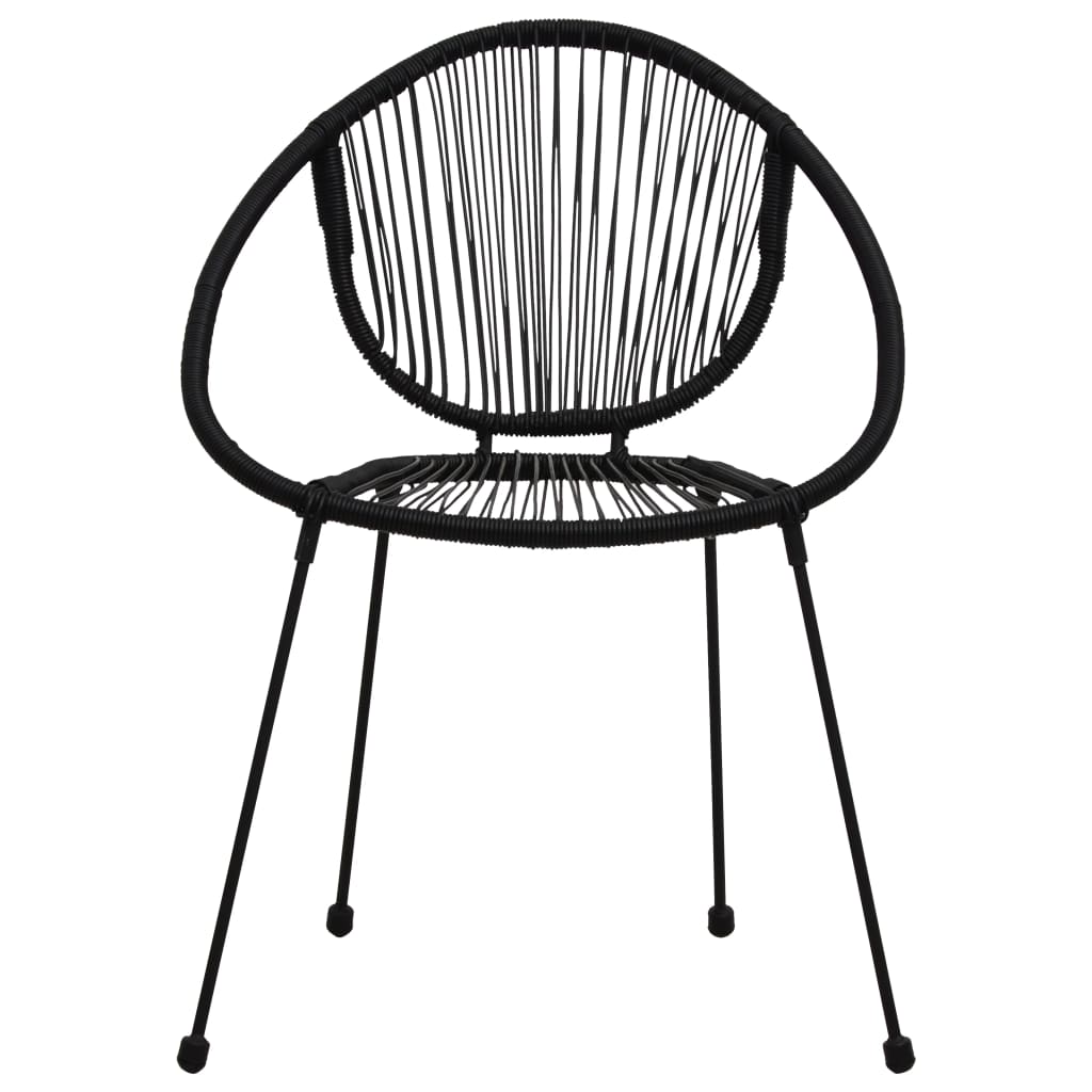Ensemble à manger d'extérieur 3 pcs Rotin PVC Noir