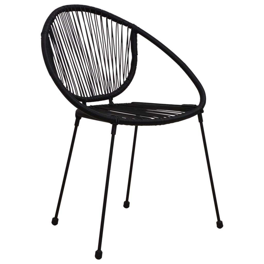 Ensemble à manger d'extérieur 3 pcs Rotin PVC Noir