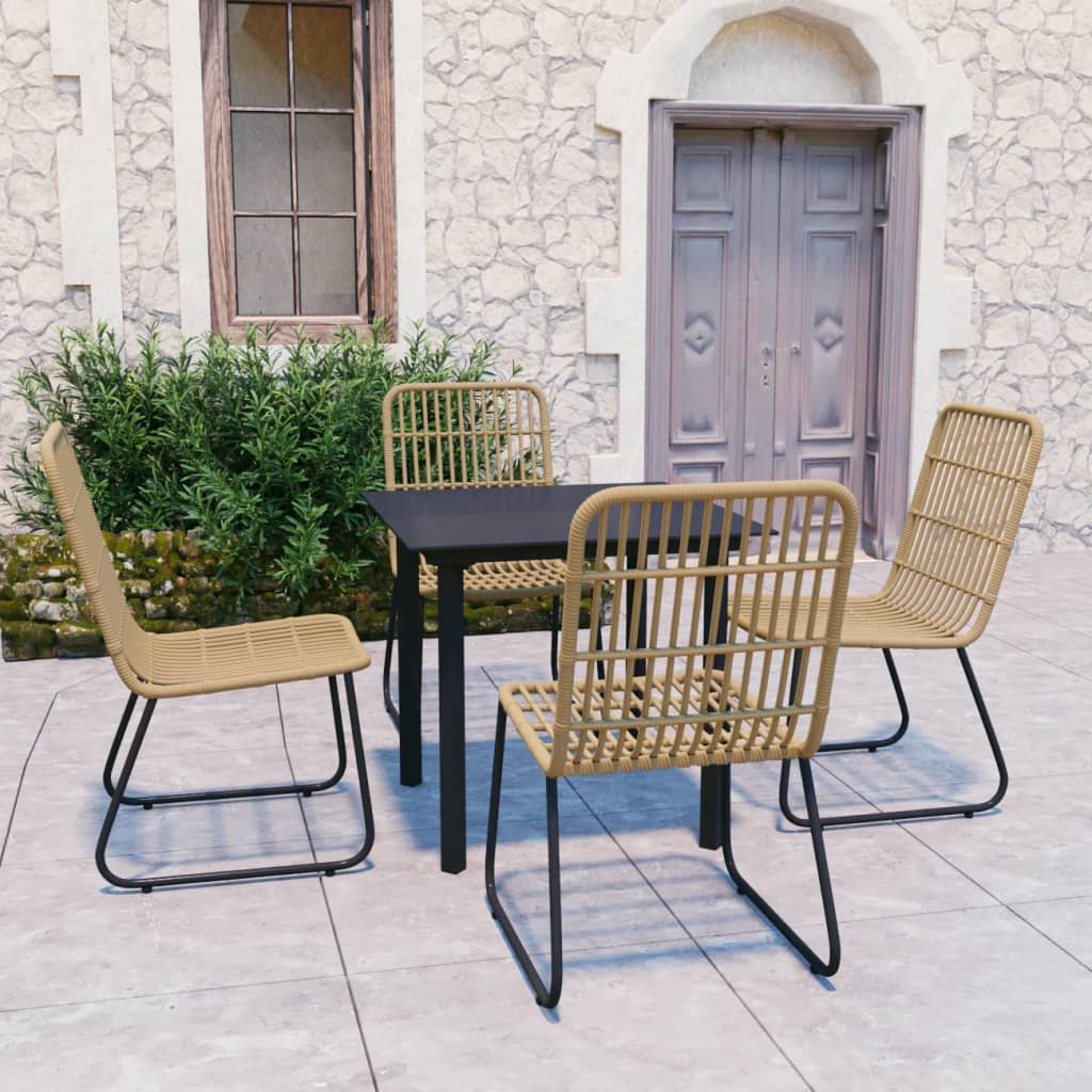 Ensemble à manger d'extérieur 5 pcs résine tressée et verre