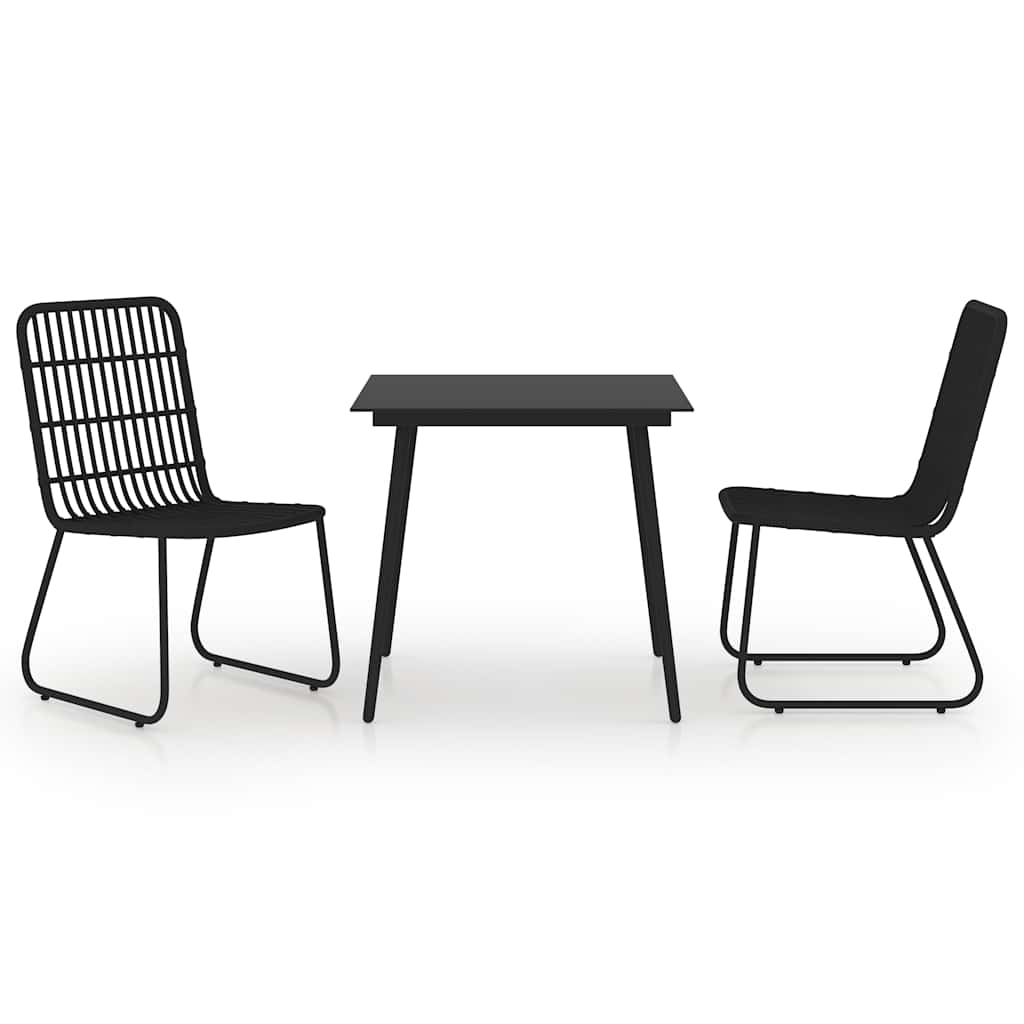 Ensemble à manger d'extérieur 3 pcs résine tressée et verre