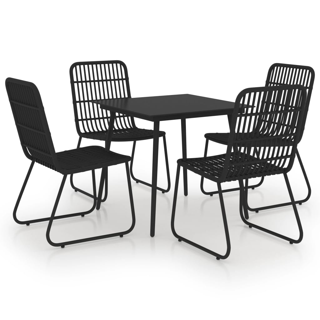 Ensemble à manger d'extérieur 5 pcs résine tressée et verre