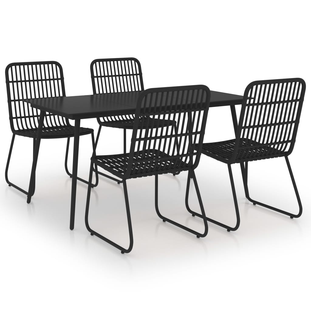 Ensemble à manger d'extérieur 5 pcs résine tressée et verre