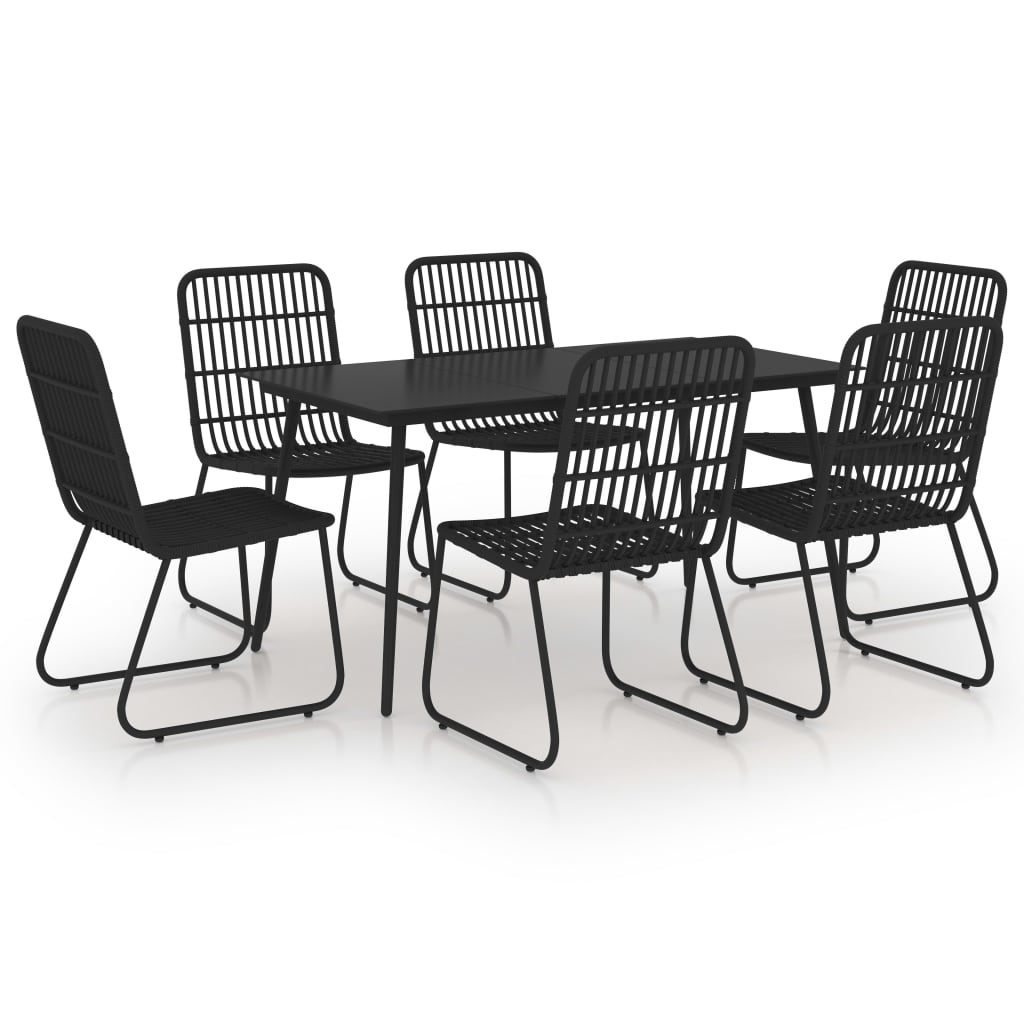 Ensemble à manger d'extérieur 7 pcs résine tressée et verre