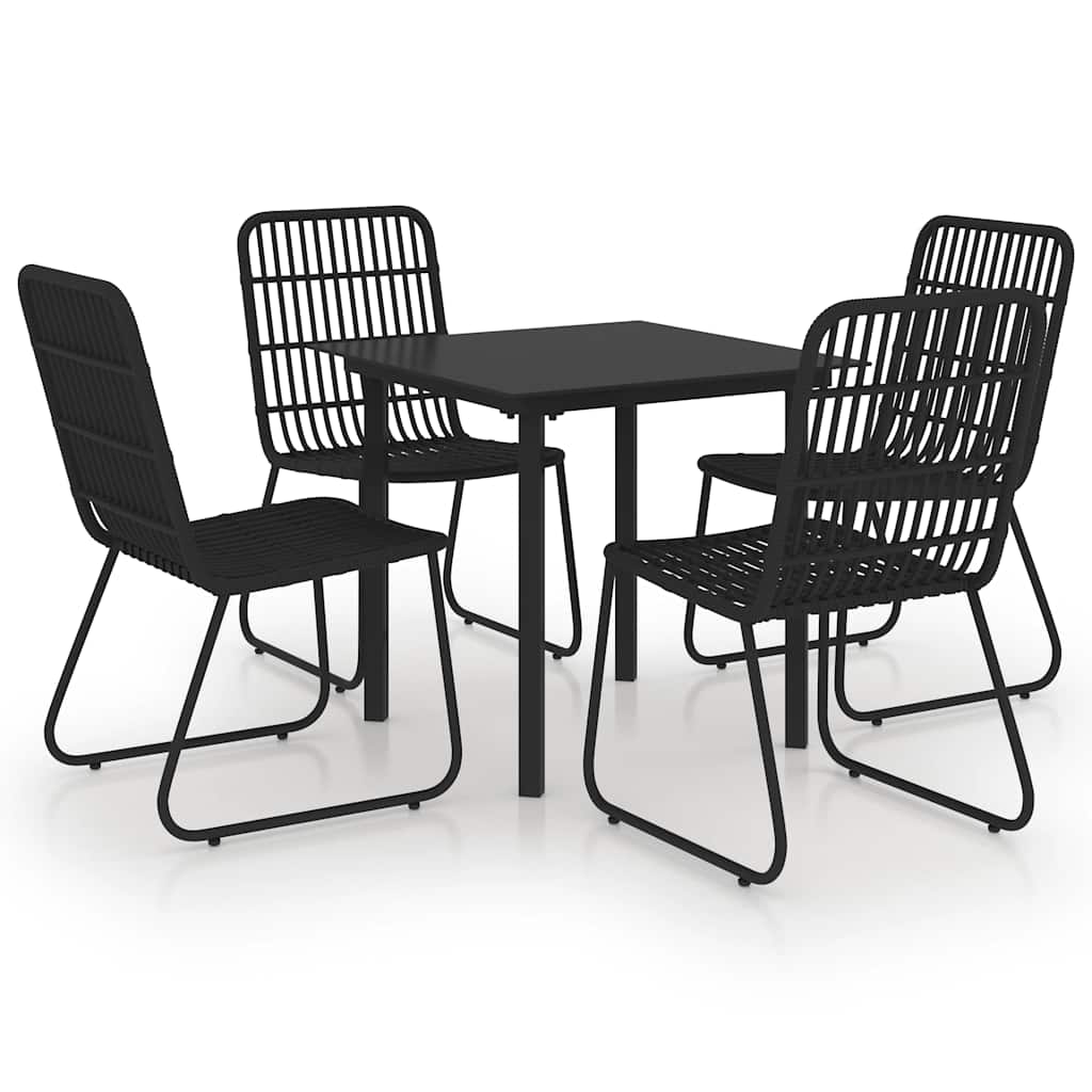 Ensemble à manger d'extérieur 5 pcs résine tressée et verre