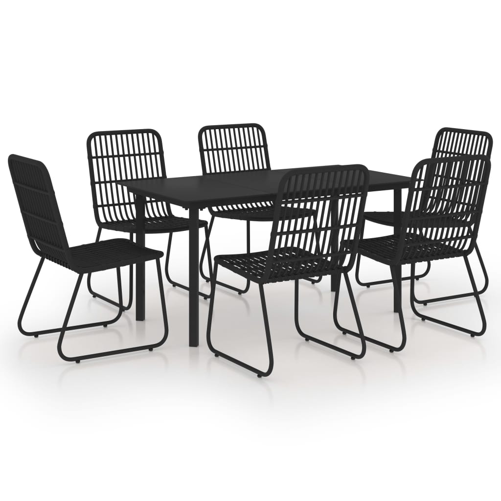 Ensemble à manger d'extérieur 7 pcs résine tressée et verre