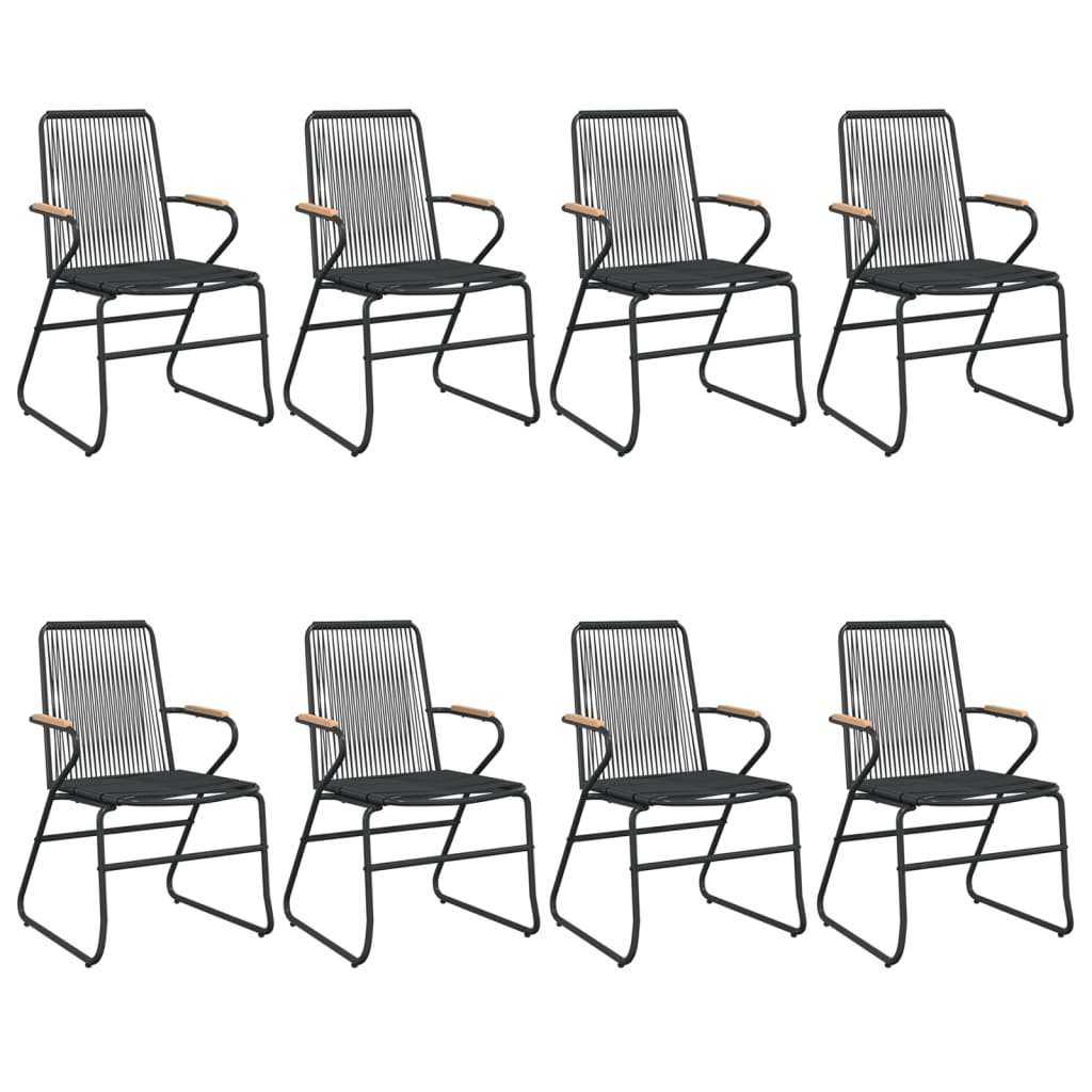 Ensemble à manger de jardin 9 pcs noir rotin PVC