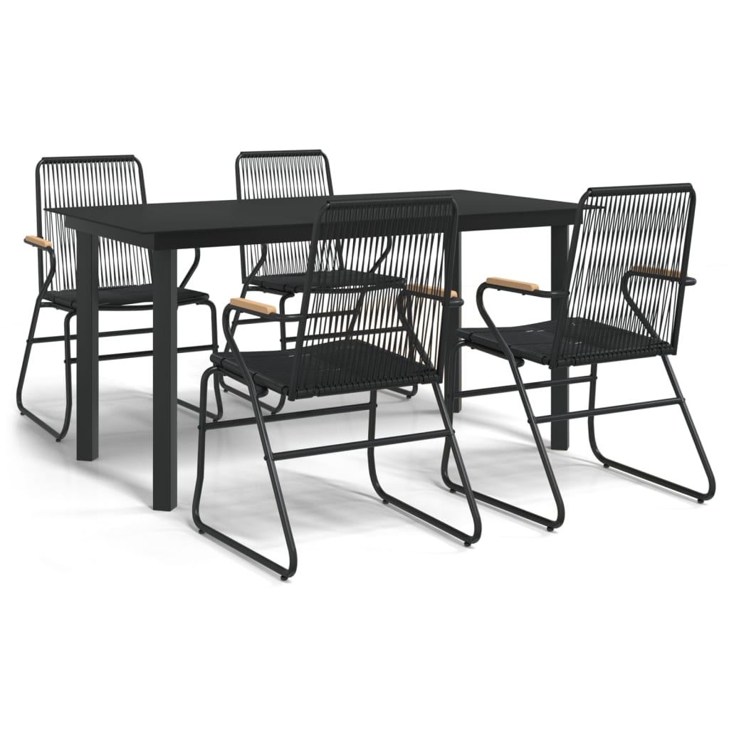 Ensemble à manger de jardin 5 pcs Noir Rotin PVC