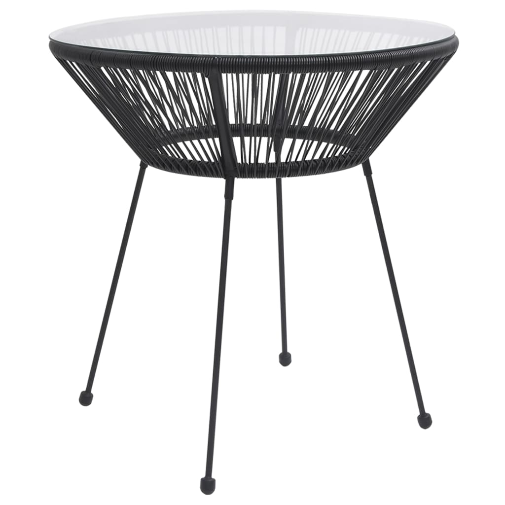 Ensemble à dîner d'extérieur 3 pcs Rotin PVC Noir