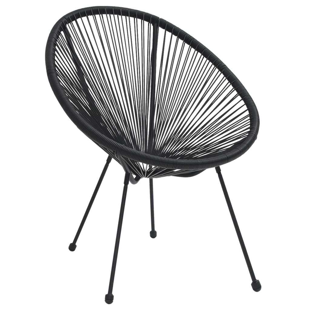 Ensemble à dîner d'extérieur 5 pcs Rotin PVC Noir