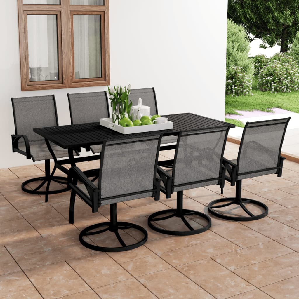 Ensemble à manger de jardin 7 pcs textilène et acier