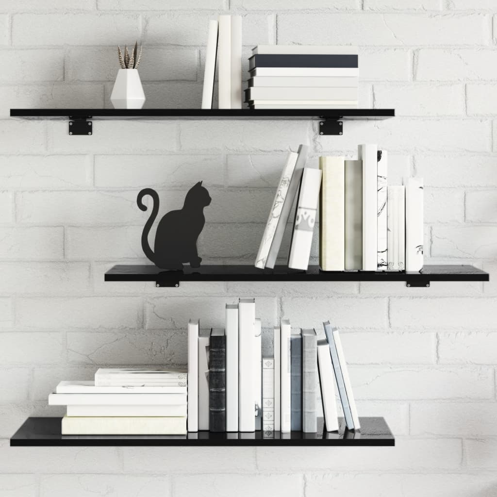 Panneaux bibliothèque 8 pcs Noir brillant 80x30x1,5cm Aggloméré - XIOS