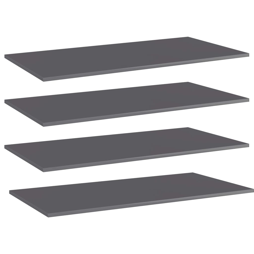 Panneaux bibliothèque 4pcs Gris brillant 100x50x1,5cm Aggloméré