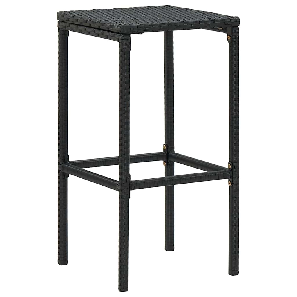Ensemble de bar de jardin 3 pcs et coussins Résine tressée Noir