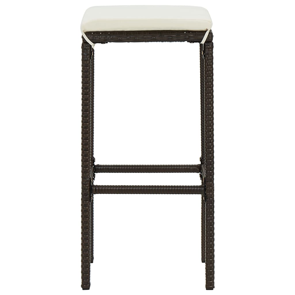 Ensemble bar de jardin 5 pcs et coussins Résine tressée Marron