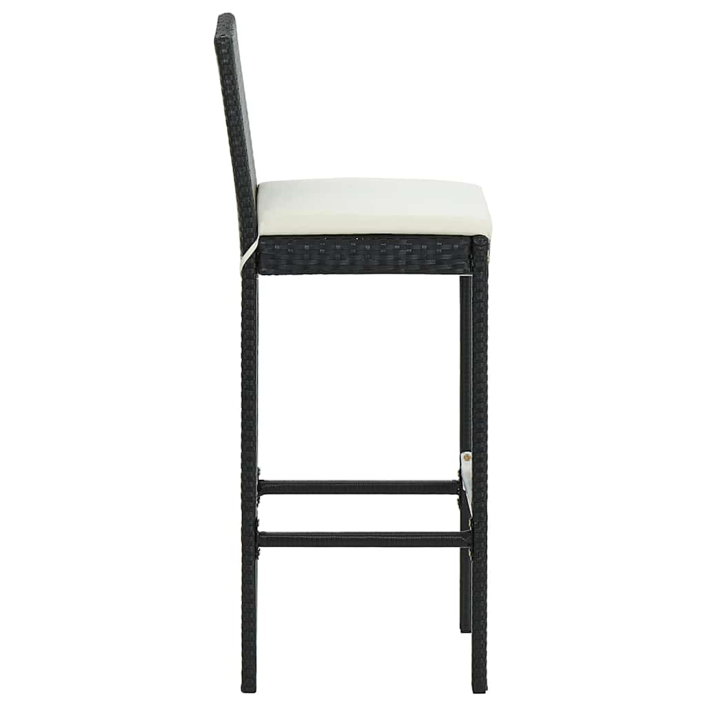 Ensemble de bar de jardin 3 pcs et coussins Résine tressée Noir