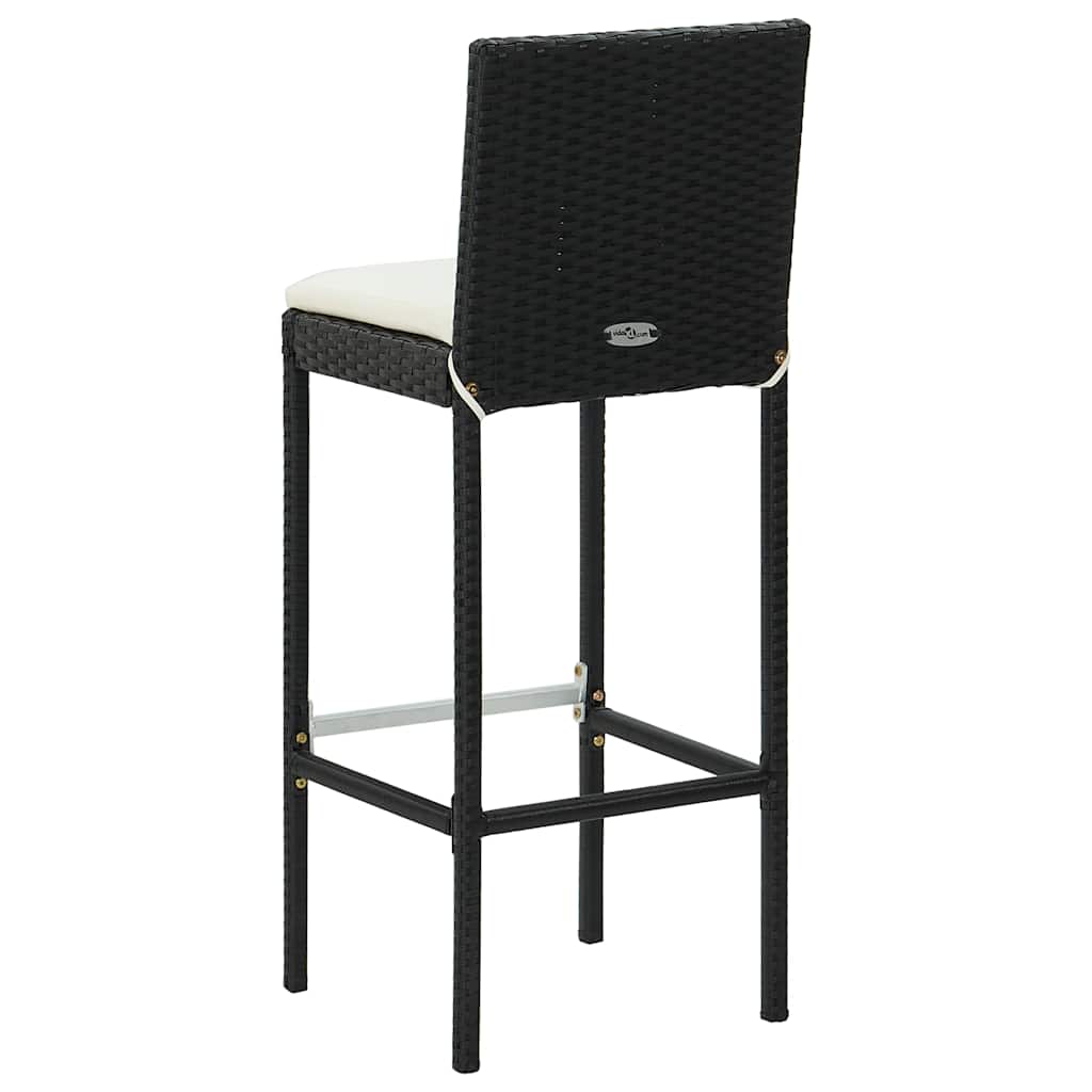 Ensemble de bar de jardin 3 pcs et coussins Résine tressée Noir