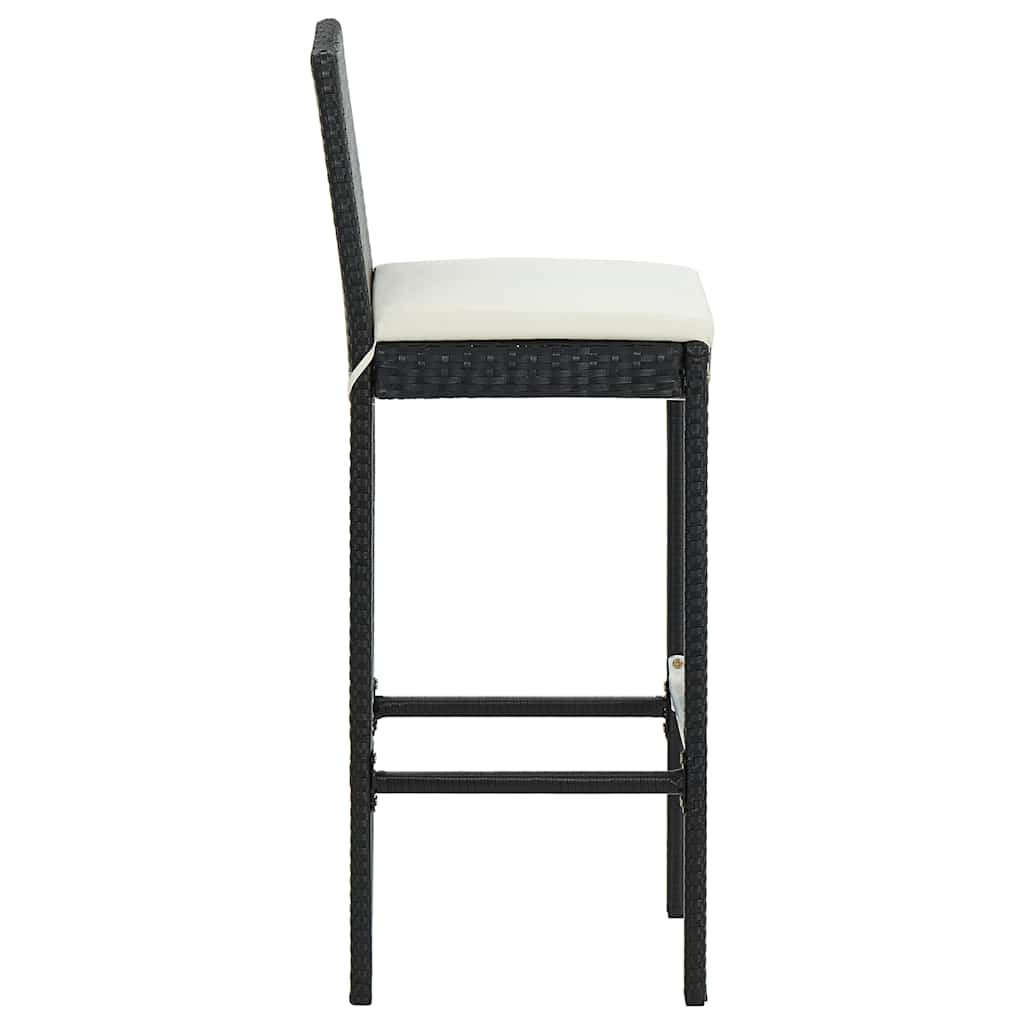 Ensemble de bar de jardin 5 pcs et coussins Résine tressée Noir