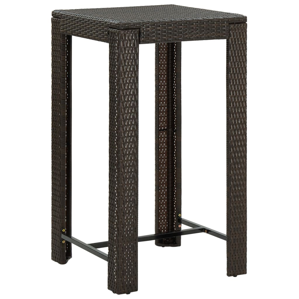 Ensemble de bar de jardin 3 pcs coussins Résine tressée Marron