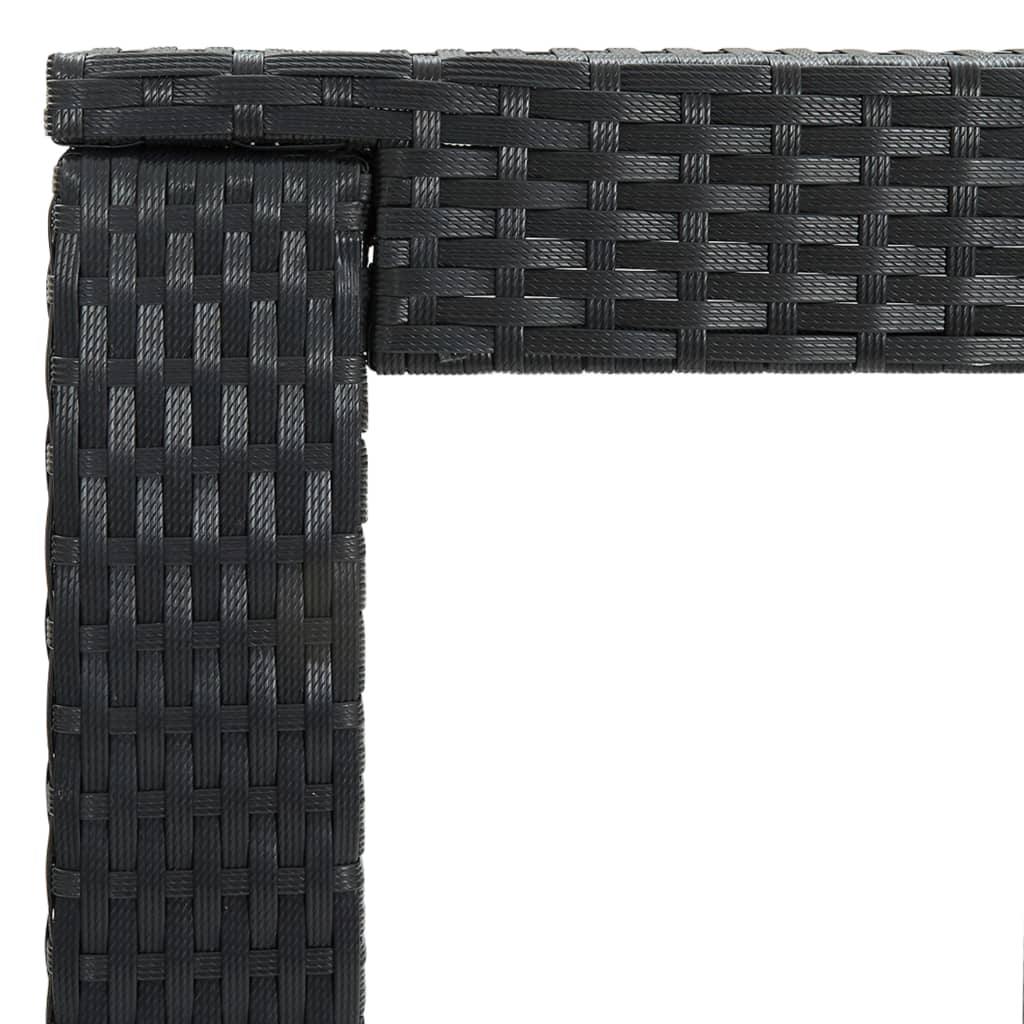 Ensemble de bar de jardin 3 pcs et coussins Résine tressée Noir