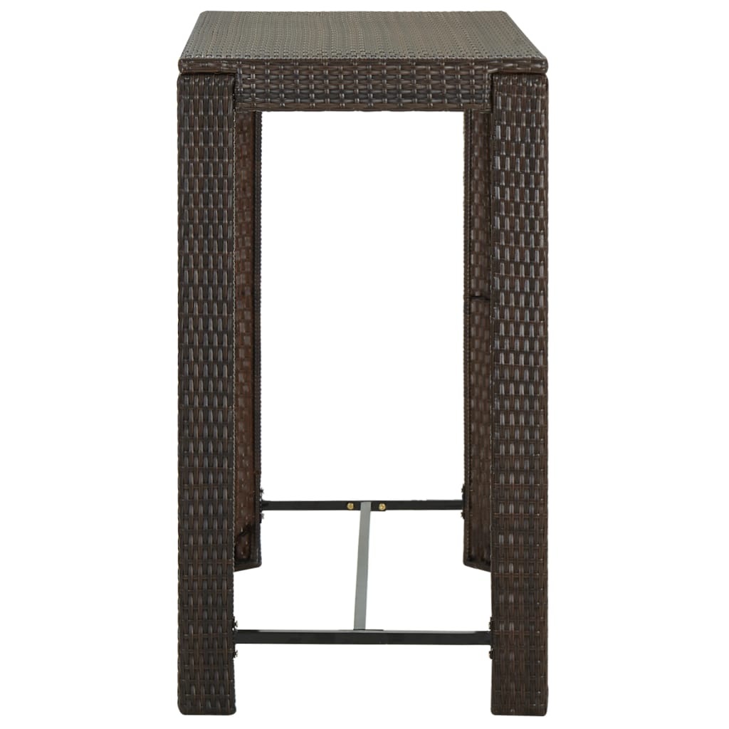 Meuble de bar de jardin 5 pcs et coussins Résine tressée Marron